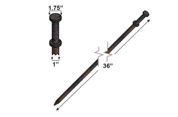 36" steel tent stake - double head